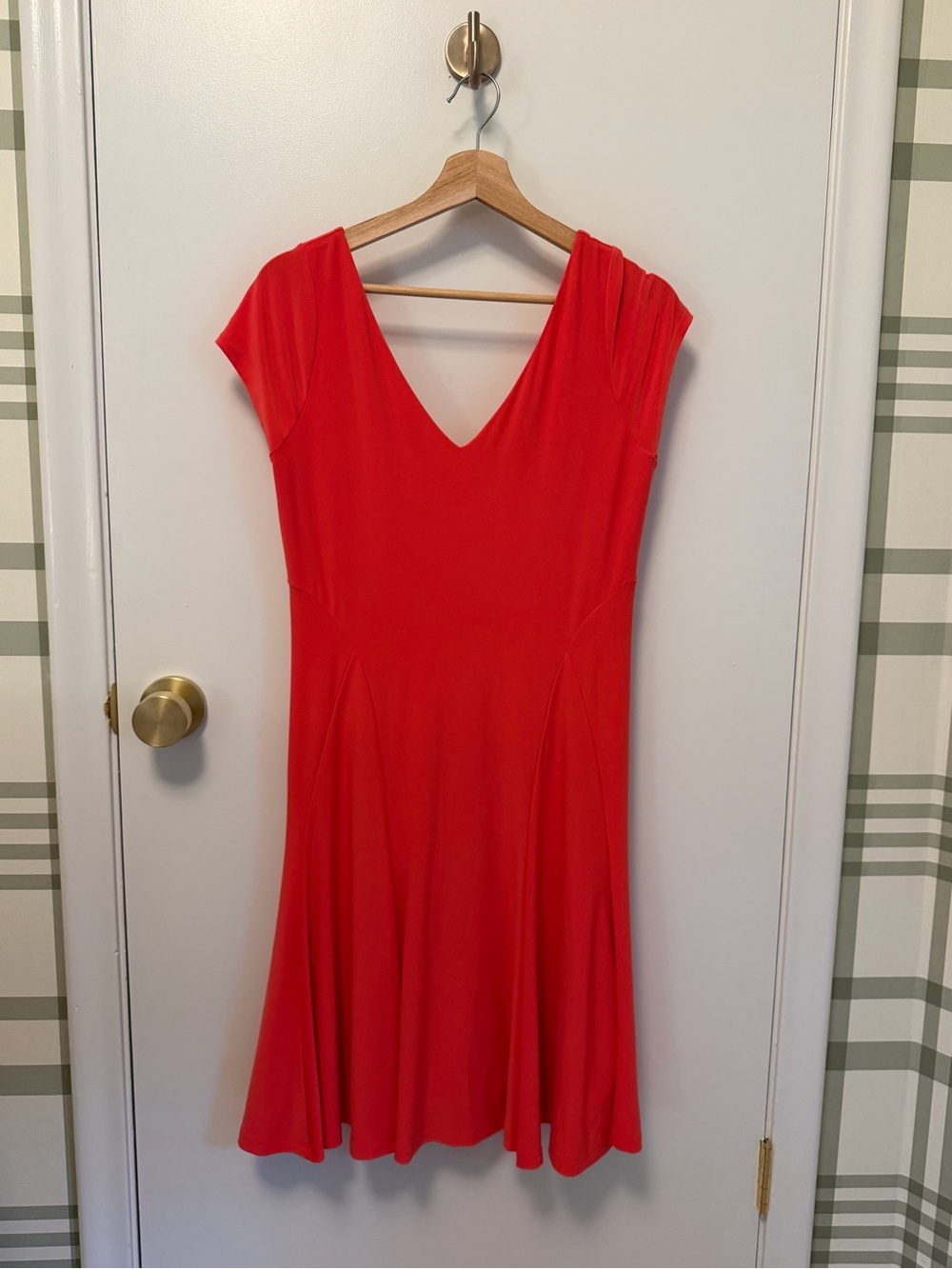 Lauren Ralph Lauren Red V-Neck Midi Fit-and-Flare Dress